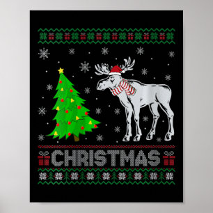 Frauen Moose Xmas Tree Lighting Ugly Weihnachtssch Poster