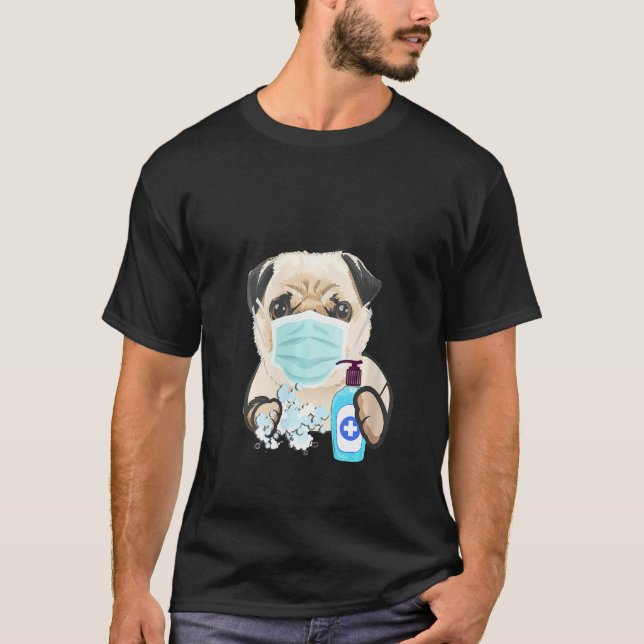 Frauen Mops Hunde Gesichtsmaske Gesundheitsgrippe  T-Shirt (Vorderseite)