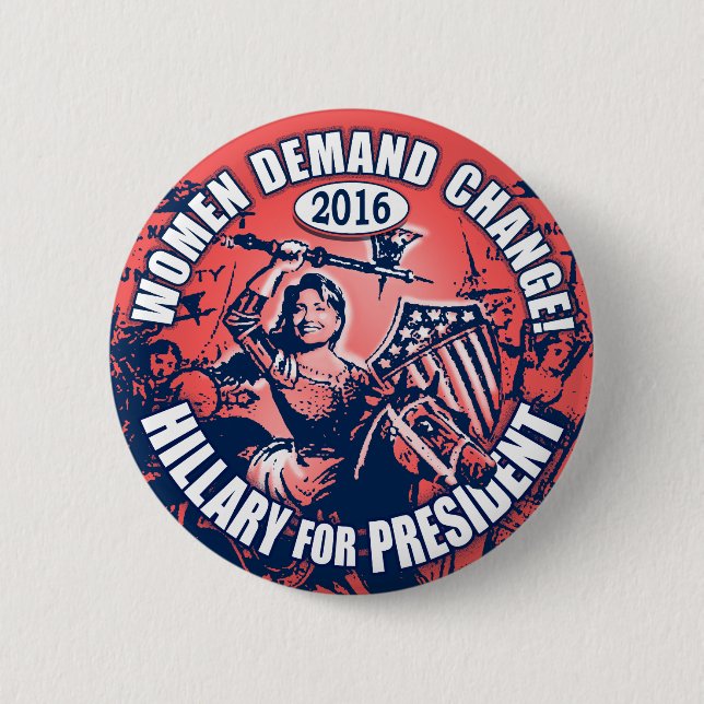 Frauen-Nachfrage Hillary 2016 Button (Vorderseite)