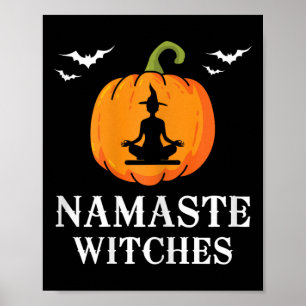 Frauen Namaste Hexen Kürbis Yoga Meditation Hal Poster