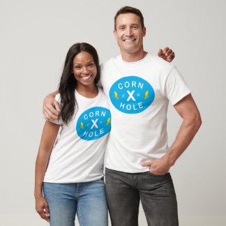 Frauen / Neck Entspanntes blaues Loch T-Shirt