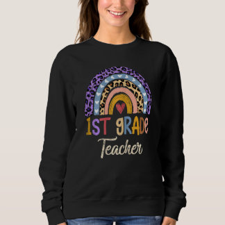 Frauen Niedlich Boho Rainbow Leopard Sweatshirt