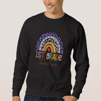 Frauen Niedlich Boho Rainbow Leopard Sweatshirt