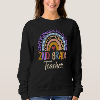 Frauen Niedlich Boho Rainbow Leopard Sweatshirt