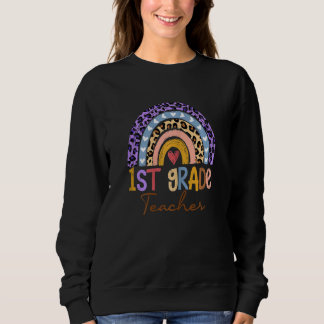Frauen Niedlich Boho Rainbow Leopard Sweatshirt