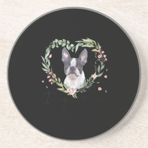 Frauen Niedlich Boston Terrier Mama Blume Dog Love Getränkeuntersetzer