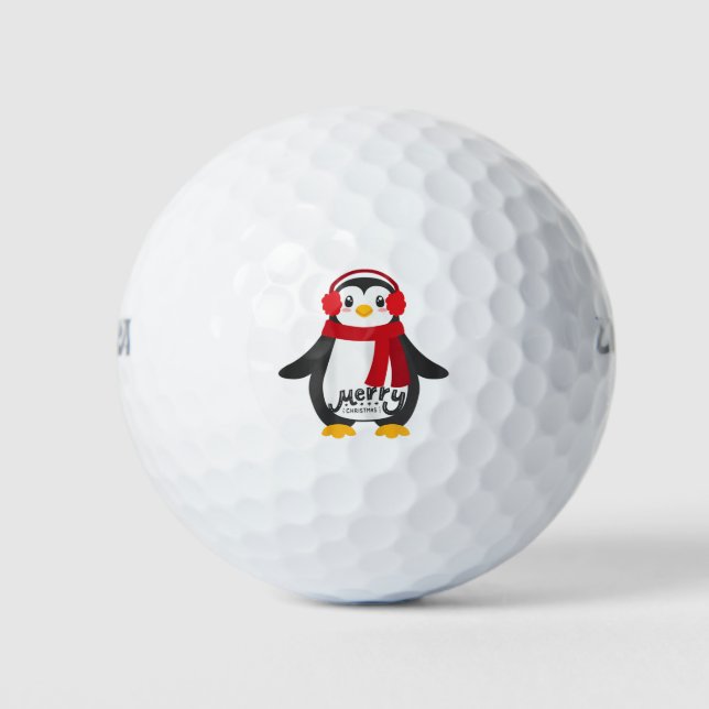 Frauen niedlich frohe Weihnachten Frauen Pinguin Golfball (Vorderseite)
