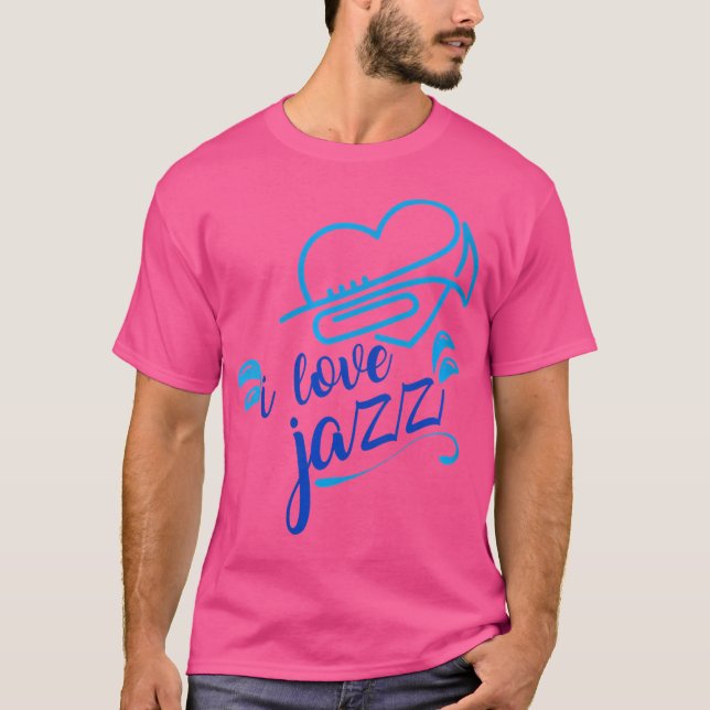 Frauen Niedlich I Liebe Jazz Heart Trumpet Jazz Mu T-Shirt (Vorderseite)