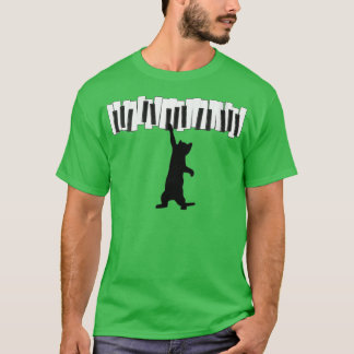 Frauen Niedlich Katzenkätzchen Klavierspielen Note T-Shirt