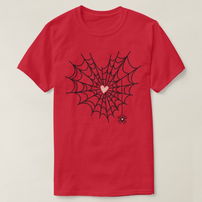Frauen Niedlich Spider Web Cobweb Herz Halloween O T-Shirt (Design vorne)