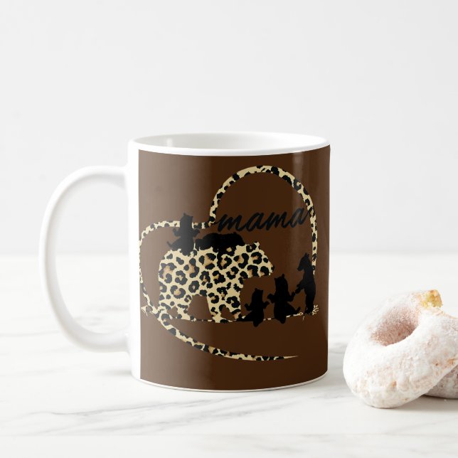 Frauen Niedlich Trendy Mama Bear 5 Cubs Mama Cheet Kaffeetasse (Mit Donut)