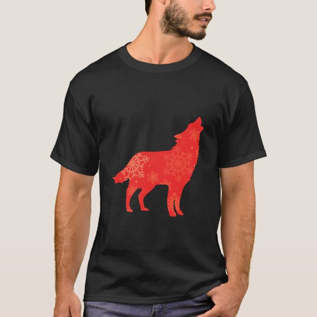 Frauen Niedlich Wolf Lover Funny Winter Weihnachts T-Shirt (Vorderseite)