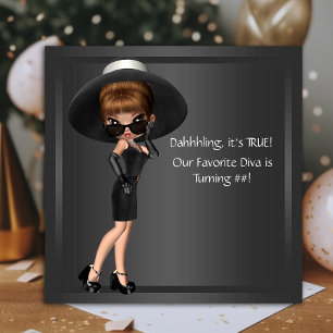 Frauen Niedliche Diva Geburtstagspartei Einladung