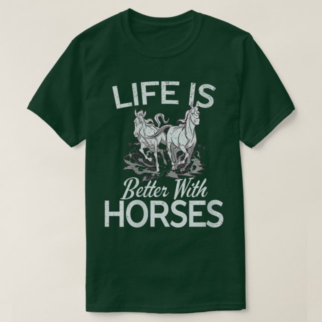Frauen Niedlicher leben besser mit Pferden R T-Shirt (Design vorne)