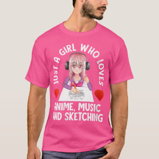 Frauen nur ein Mädchen, das Anime Music und Sketc T-Shirt