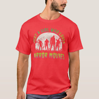 Frauen Nur ein Mädchen, das Horrorfilme liebt VNec T-Shirt