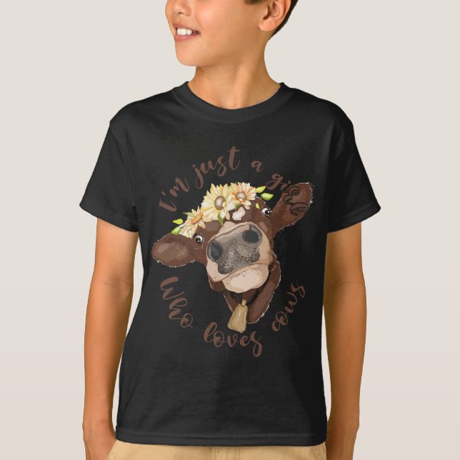 Frauen nur ein Mädchen, das Kühe Niedliche Nutztie T-Shirt (Vorderseite)