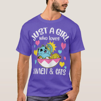 Frauen nur ein Mädchen, das Lieben Ramen und Katze T-Shirt