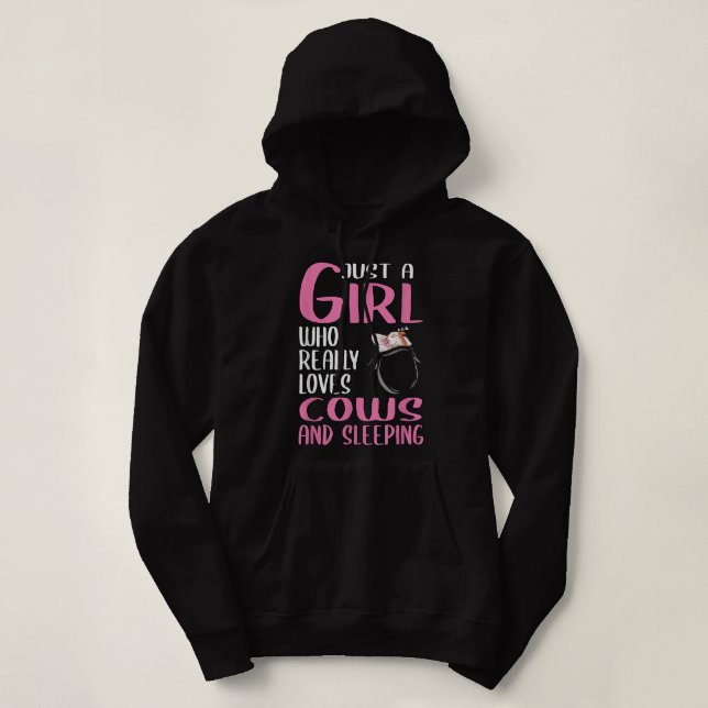 Frauen nur ein Mädchen, das wirklich Kühe Liebe un Hoodie (Design vorne)