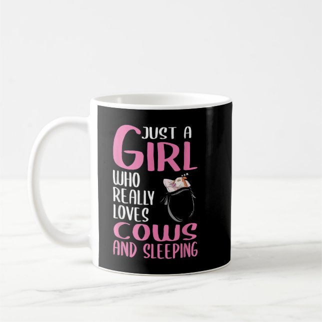 Frauen nur ein Mädchen, das wirklich Kühe Liebe un Kaffeetasse (Links)