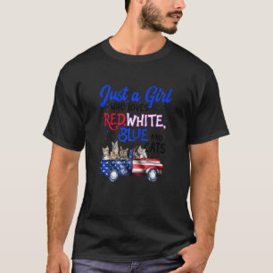 Frauen Nur Ein Mädchen Liebt Rot Weiß Blau Und Kat T-Shirt