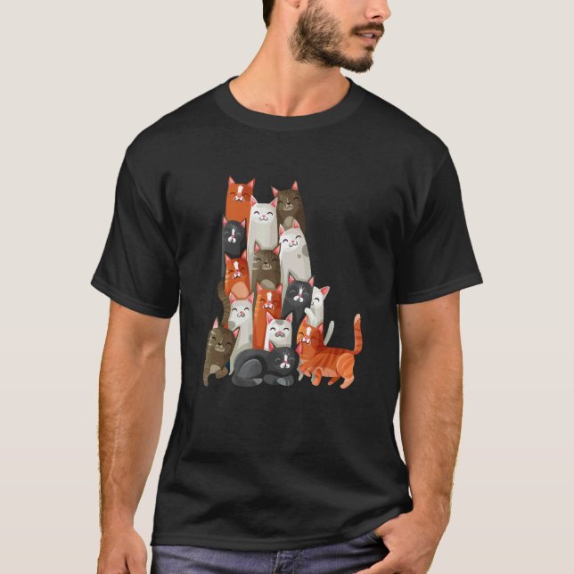 Frauen oder Mädchen Katze, Männer oder Jungen bunt T-Shirt (Vorderseite)