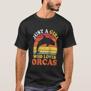 Frauen Orca Fisch Vintag nur ein Mädchen, das Lieb T-Shirt