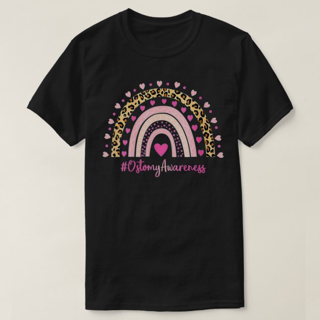 Frauen Ostomie Bewusstsein Pink Heart Leopard Rege T-Shirt (Design vorne)
