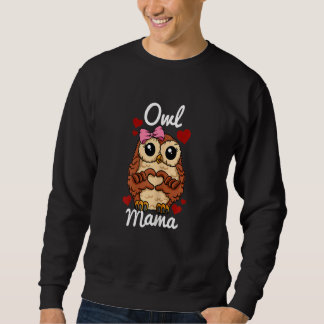 Frauen Owl Mama Finger Heart Owl Animal mit Ribbo Sweatshirt
