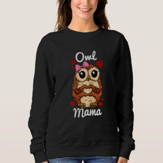Frauen Owl Mama Finger Heart Owl Animal mit Ribbo Sweatshirt