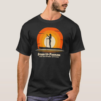 Frauen Paddleboarder auf dem SUP Paddle Board for T-Shirt