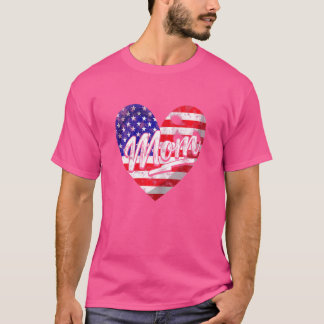 Frauen Patriotische Amerikanische Flagge Herz Bowl T-Shirt