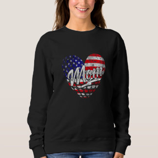 Frauen Patriotische Amerikanische Flagge Herz Golf Sweatshirt