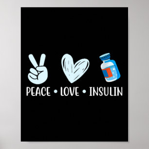 Frauen Peace Liebe Insulin V-Nacken _1 Poster