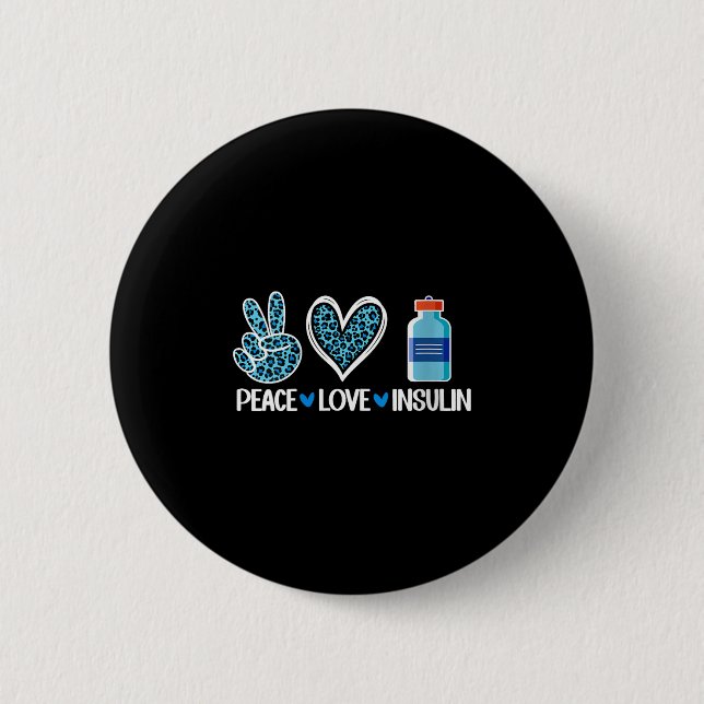 Frauen Peace Liebe Insulin V-Nacken Button (Vorderseite)