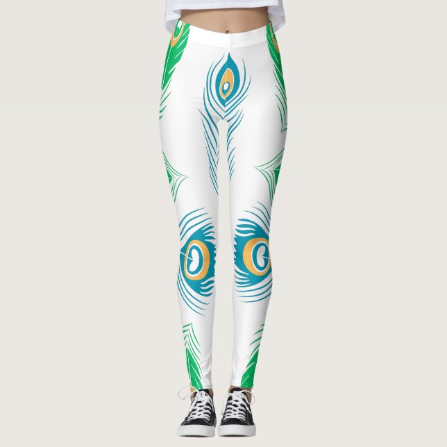 Frauen Peacock Feathers farbenfrohe Leggings (Vorderseite)
