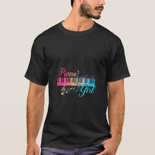 Frauen Piano Girl Colorful Keyboard Grafik Musica T-Shirt