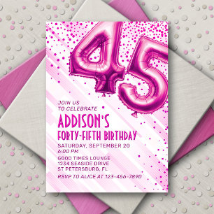 Frauen Pink 45. Geburtstag Einladung