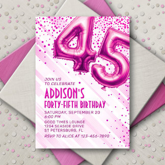 Frauen Pink 45. Geburtstag Einladung