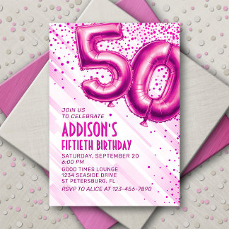 Frauen Pink 50. Geburtstag Einladung
