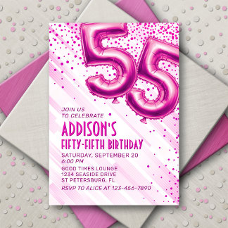 Frauen Pink 55. Geburtstag Einladung
