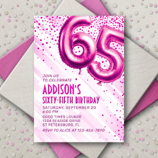 Frauen Pink 65. Geburtstag Einladung