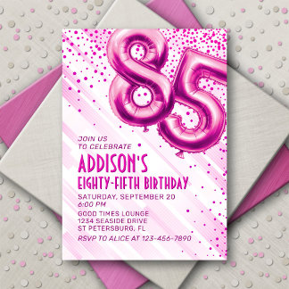 Frauen Pink 85. Geburtstag Einladung
