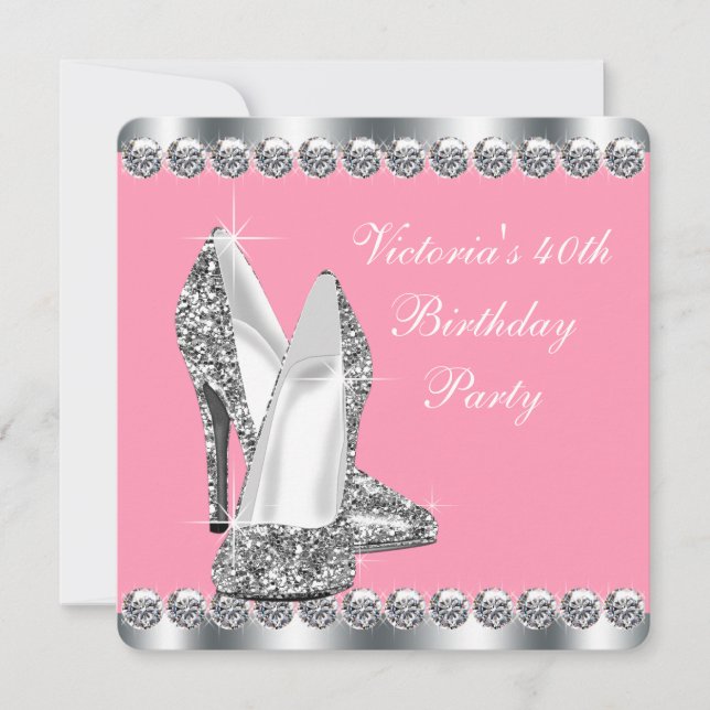Frauen Pink Birthday Party Einladung (Vorderseite)