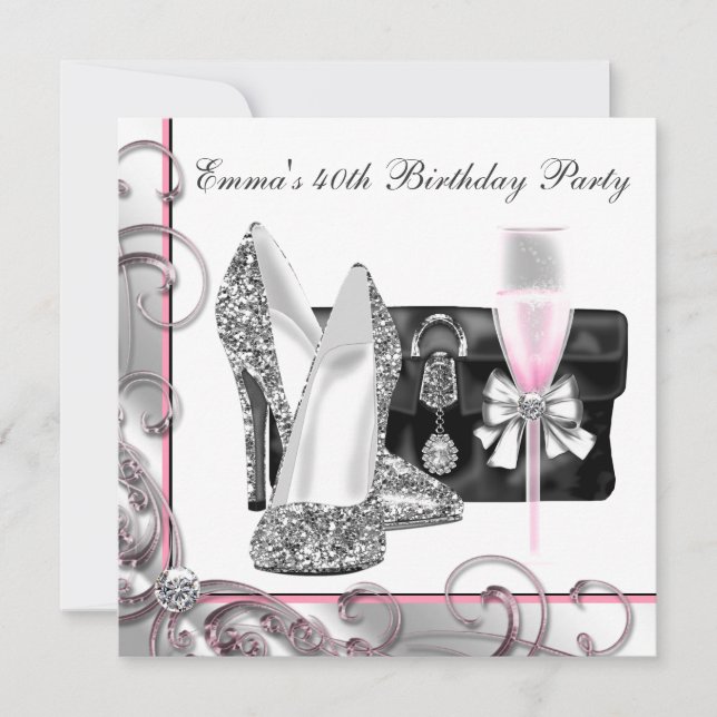 Frauen Pink Birthday Party Einladung (Vorderseite)