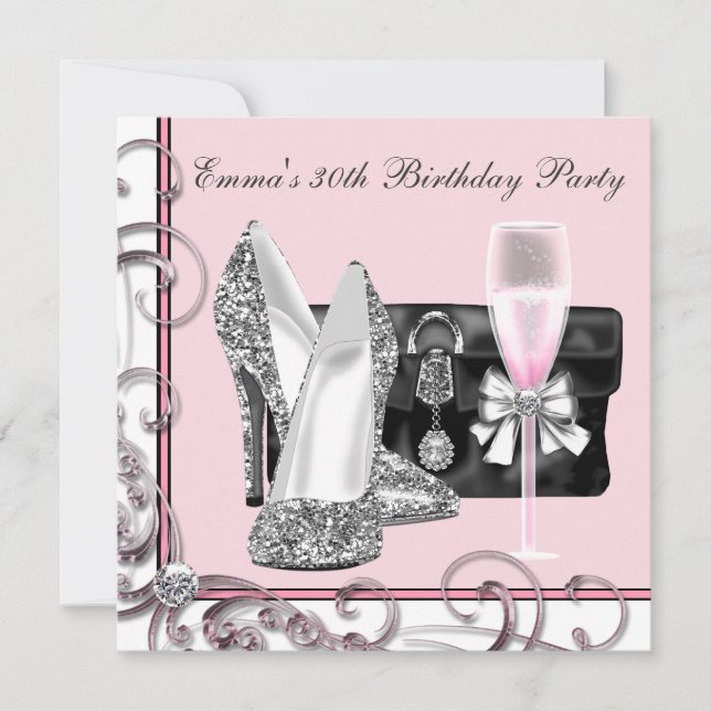 Frauen Pink Birthday Party Einladung (Vorderseite)