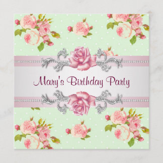 Frauen Pink Rose Geburtstagsparty Einladung