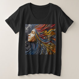 Frauen plus T - Shirt mit Kunstausdruck 6