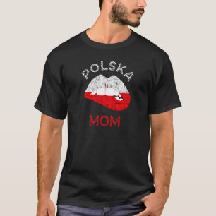 Frauen Polska Mama Lippe Polen Flagge Polnische Wu T-Shirt