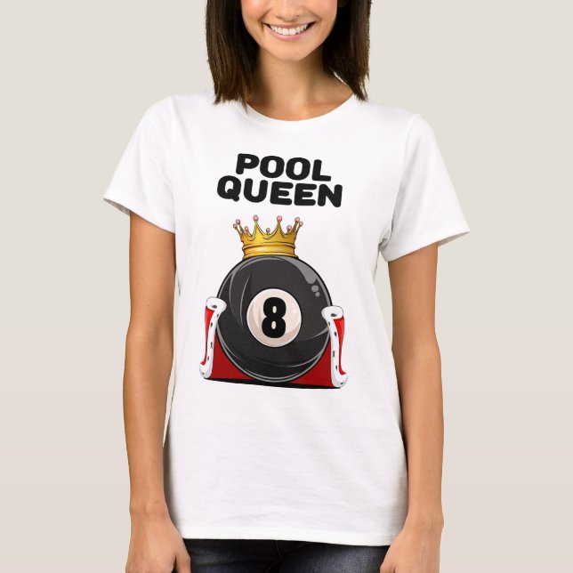 Frauen Pool Shirts für Mädchen Pool Queen White Wo (Vorderseite)